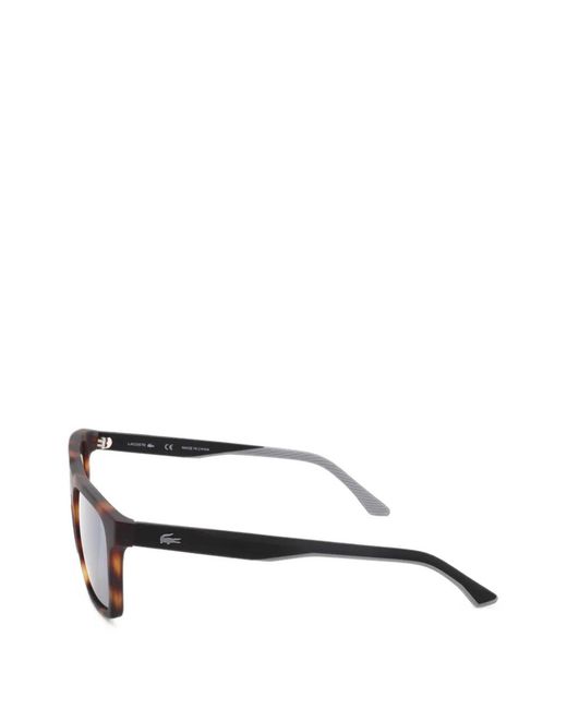 Lacoste White Tortoiseshell-Effect Rectangle-Frame Sunglasses for men