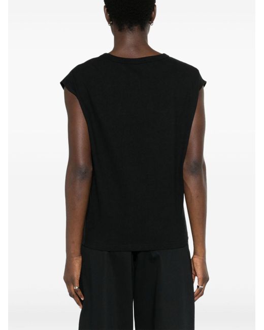 Lemaire Black Cap Sleeve T-shirt Clothing