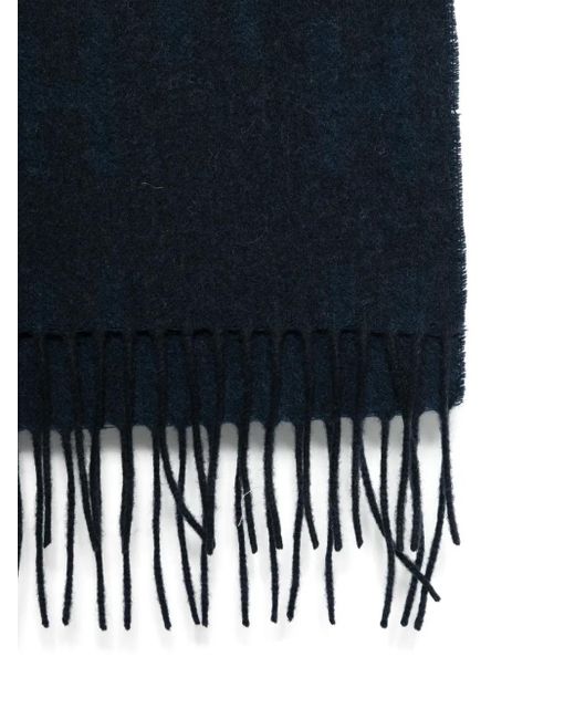 Hackett Blue Fringed-Edge Scarf for men