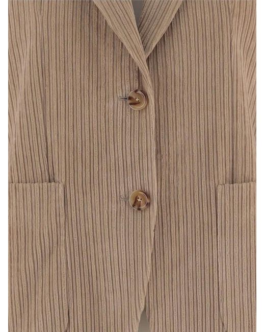 Lardini Natural Ribbed Button-Down Blazer