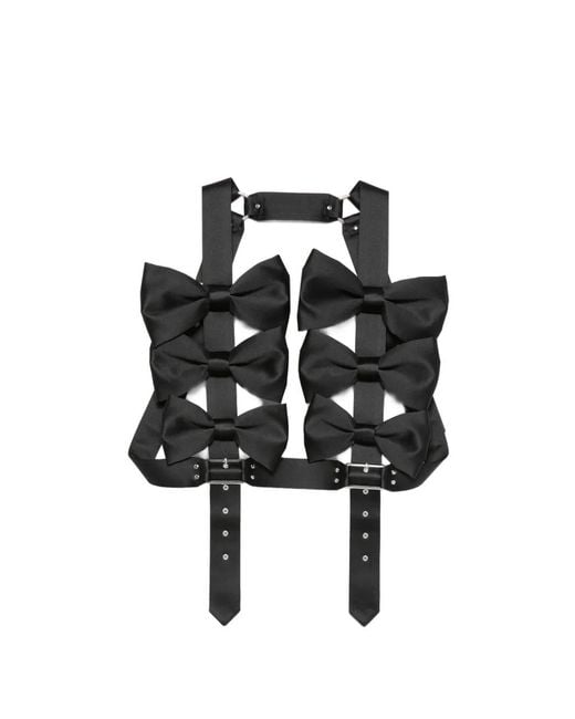 Noir Kei Ninomiya Black Bow-Embellishment Buckle-Fastening Top