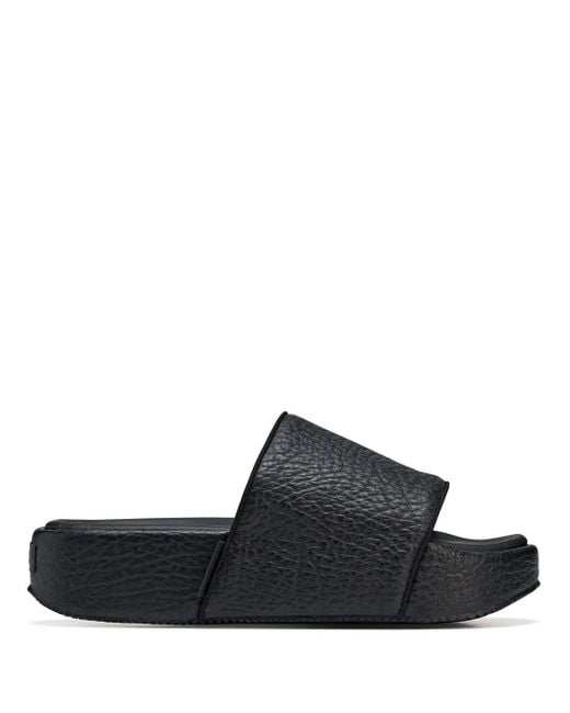 Y-3 Black Pebbled Open-Toe Slides for men