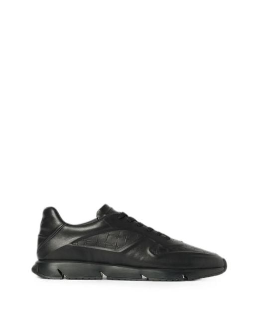 Cesare Paciotti Black Croc-Effect Leather Sneakers for men
