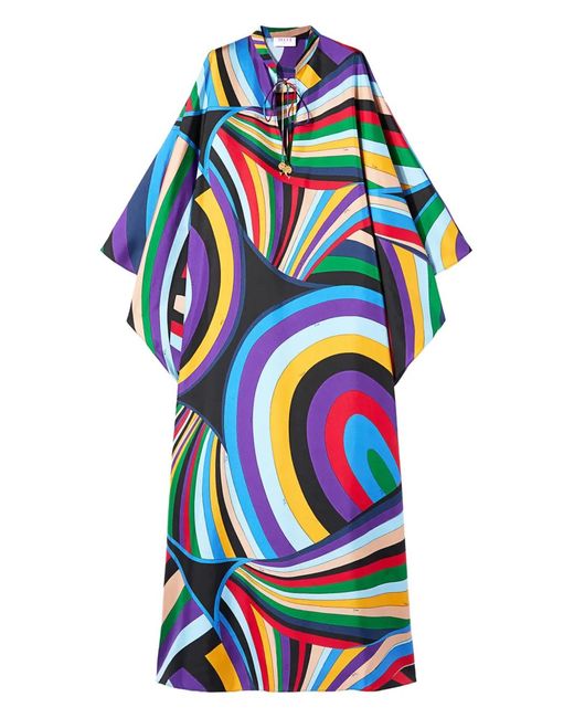 Emilio Pucci Blue Caftan À Imprimé Iride