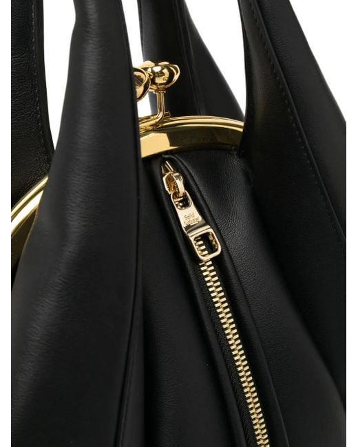 Saiid Kobeisy レザーハンドバッグ Black