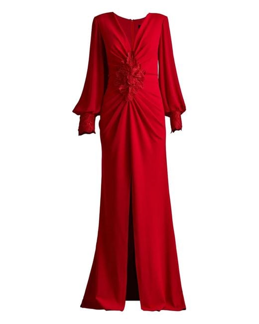 Tadashi Shoji Red Ruched Gown