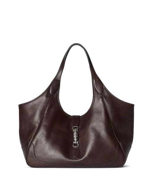 Gucci Brown Medium Mercato Piston-Closure Tote Bag