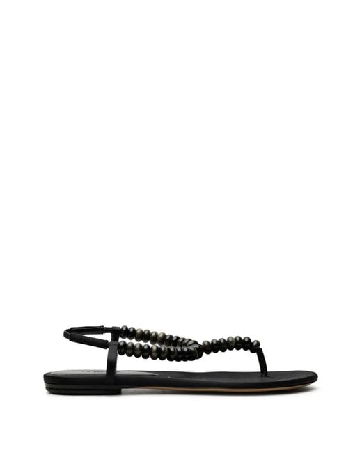 Le Monde Beryl White Beaded Thong Sandals