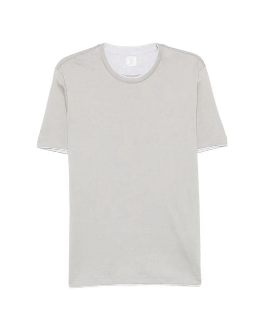 Eleventy White Contrast-Trim Short-Sleeve T-Shirt for men