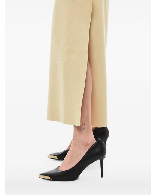 Stella McCartney Natural High-Waisted Side-Slit Palazzo Pants