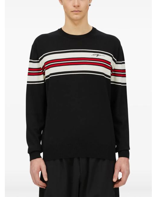 MSGM Black Chest Stripe Jumper for men