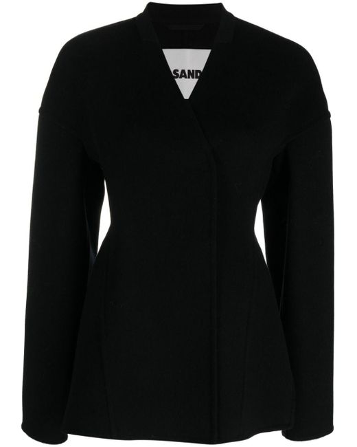 Manteau en laine à boutonnière croisée Jil Sander en coloris Black