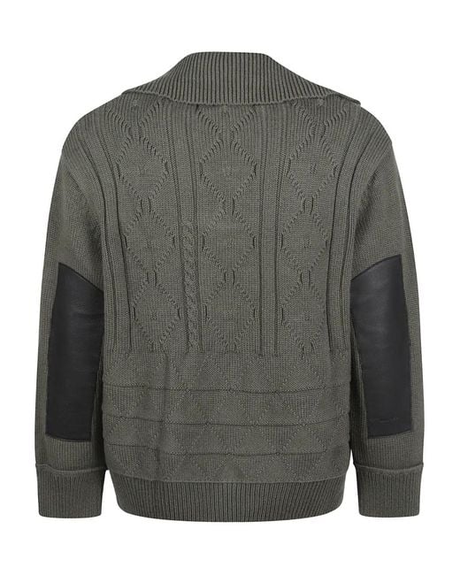NAMACHEKO Gray Pull En Maille Torsadée À Col Polo for men