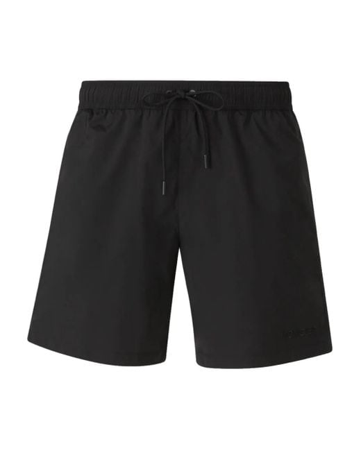 Moncler Black Logo-Embroidered Swim Shorts for men