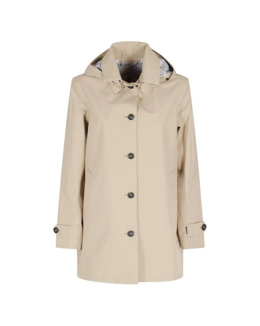 Save The Duck Natural Hooded Button-Up Coat