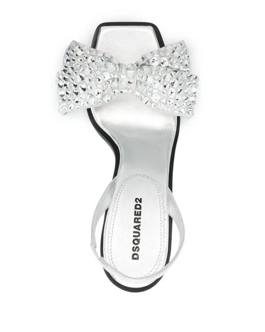 DSquared² White Rhinestone Details Heel Sandals