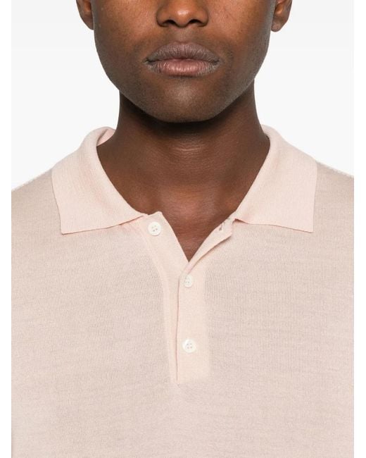 Canali Pink Buttoned Polo Shirt for men