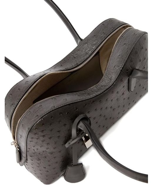 Stella McCartney Black Ryder Ostrich-Effect Padlock Shoulder Bag