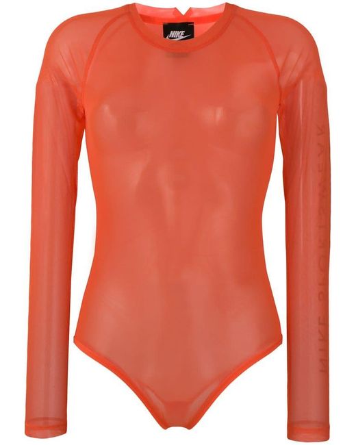 Nike Orange Sheer Bodysuit