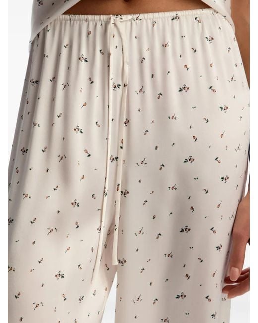 12 STOREEZ White Floral-Print Drawstring Pyjama Bottoms