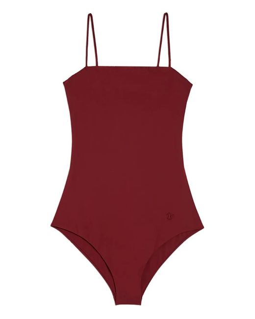 Jil Sander Red Maillot De Bain À Broderies