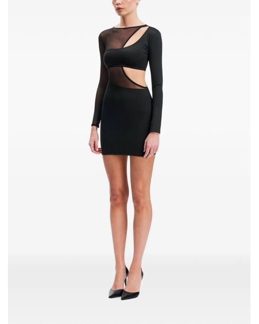 OW Collection Black Kari Mesh Cut-Out Mini Dress
