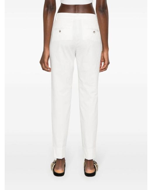 Peserico White Pressed-crease Tapered Trousers