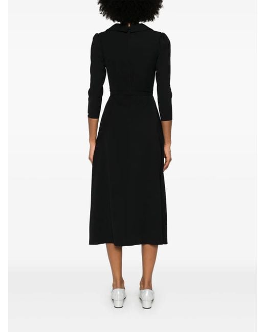 Nissa Black Belted Midi Dress