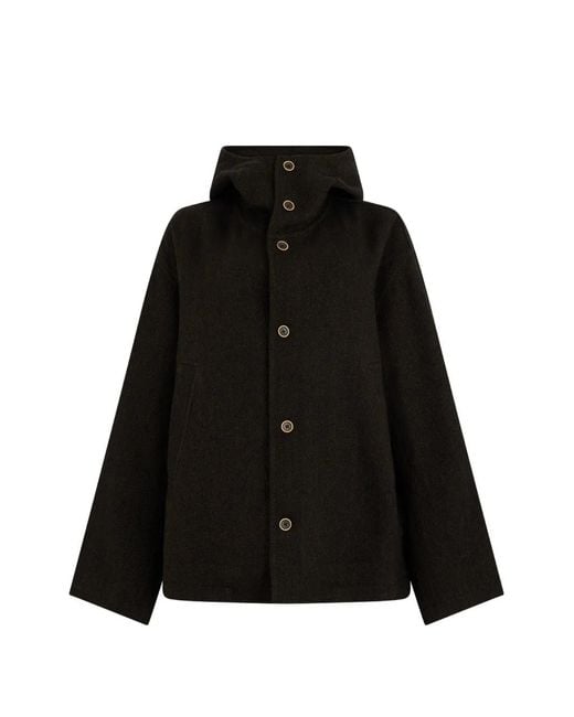 Uma Wang Black Hooded Button-Up Jacket