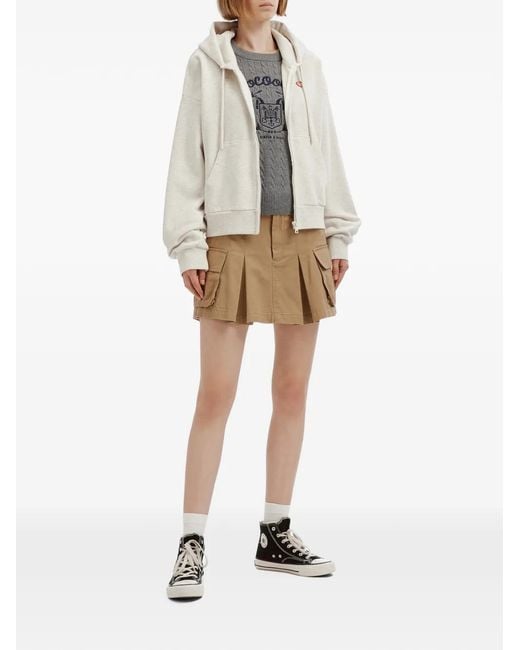 Chocoolate White Logo-Patch Zip-Up Hoodie