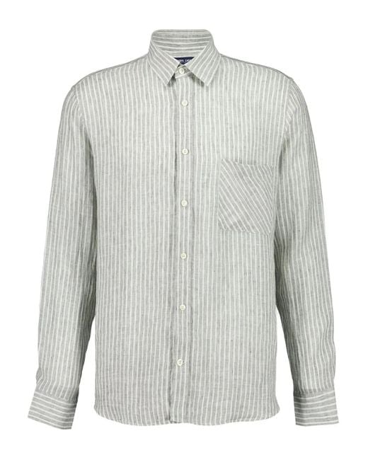 Frescobol Carioca Gray Telles Striped Button-Up Shirt for men