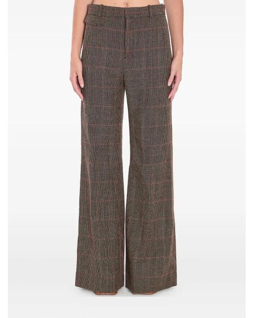 Pantaloni Sartoriali A Quadri di Chloé in Brown