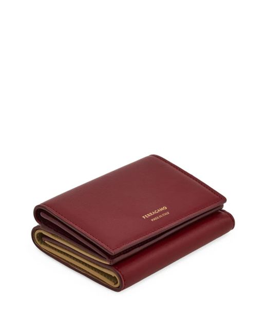 Ferragamo Red Two-Tone Tri-Fold Wallet