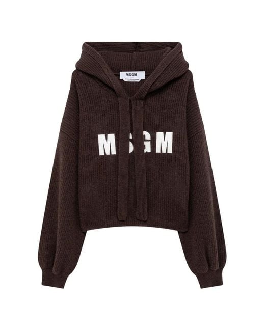 MSGM Black Logo-Print Hoodie