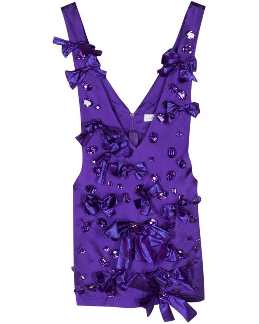 Loulou Purple Crystal-embellished Satin Minidress