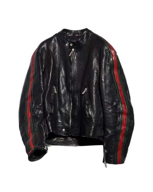 Gucci Black Leather Biker Jacket for men