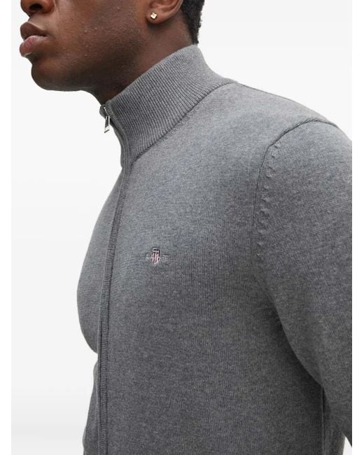 Cardigan En Coton À Col Zippé Gant pour homme en coloris Gray