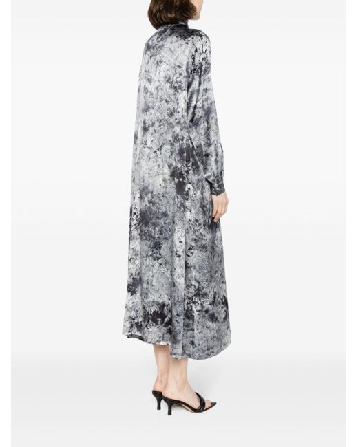 Avant Toi Gray Seidengemisch-Kleid mit Camouflage-Print