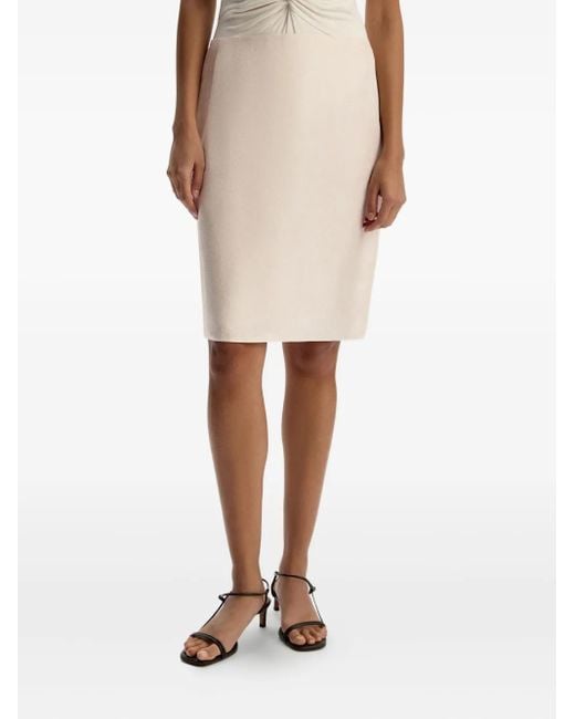 12 STOREEZ Natural Silk Pencil Midi Skirt