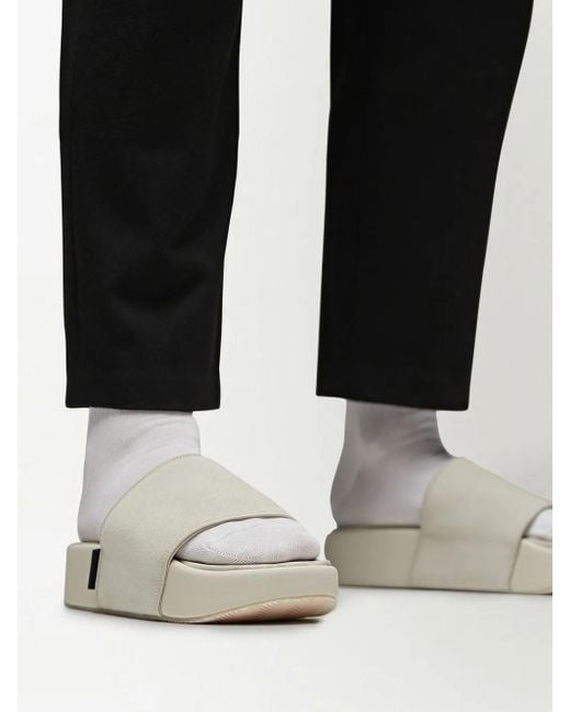 Y-3 White Slip-On Slides for men