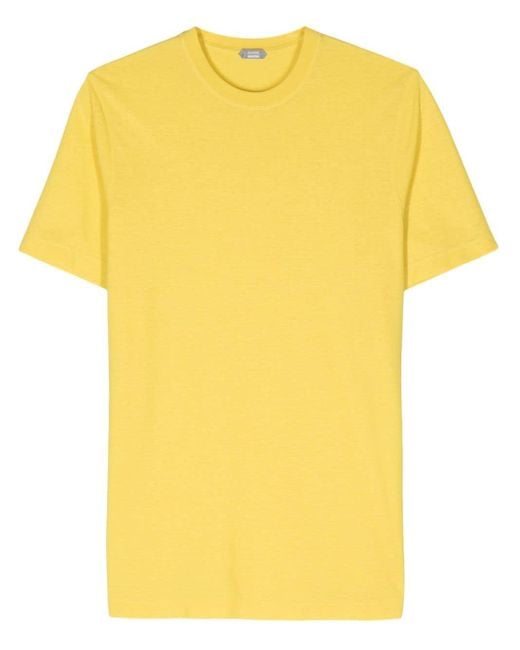 Zanone Yellow Crew-neck Organic Cotton T-shirt for men