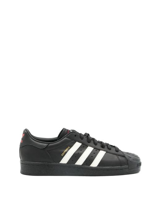 Adidas Black X Willy Chavarria Superstar Rose-Motif Sneakers