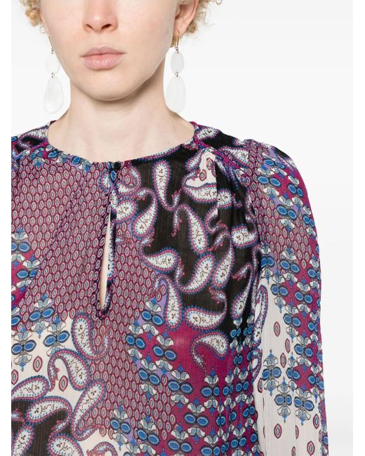 Ba&sh Purple Blair Top With Amebas Print
