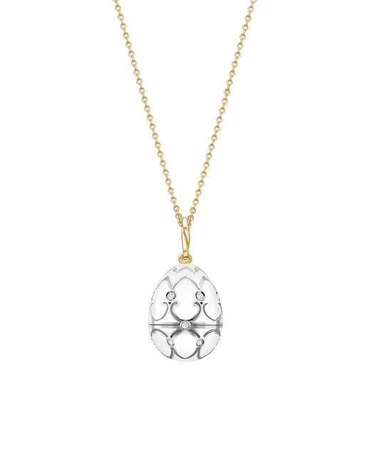 Faberge Metallic 18Kt And Heritage Seal Pup Surprise Diamonds Locket Necklace