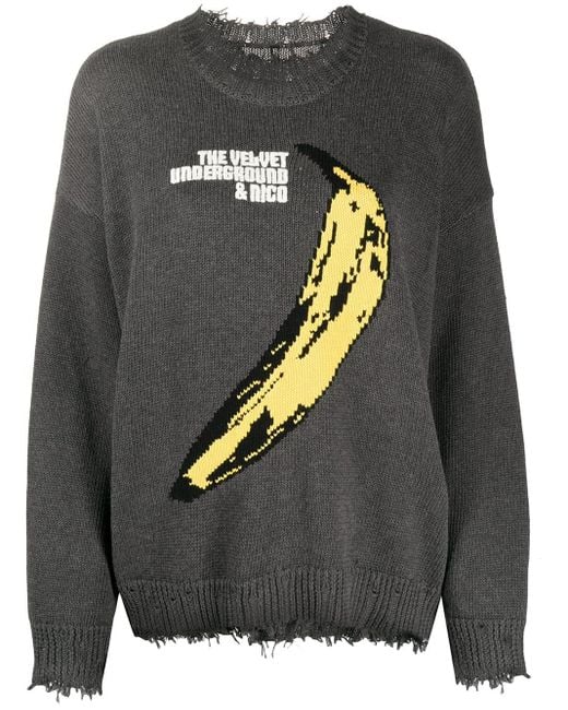 R13 Gray Velvet Underground Oversized Sweater