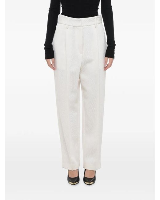 Forte_forte White Pleated-Front Tailored Trousers