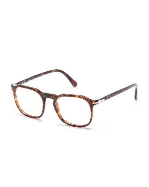 Persol Brown Tortoiseshell Rectangle-Frame Glasses