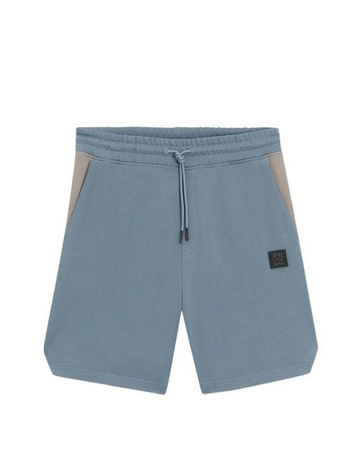 HUGO Blue Despen Drawstring-Fastening Panelled Shorts for men