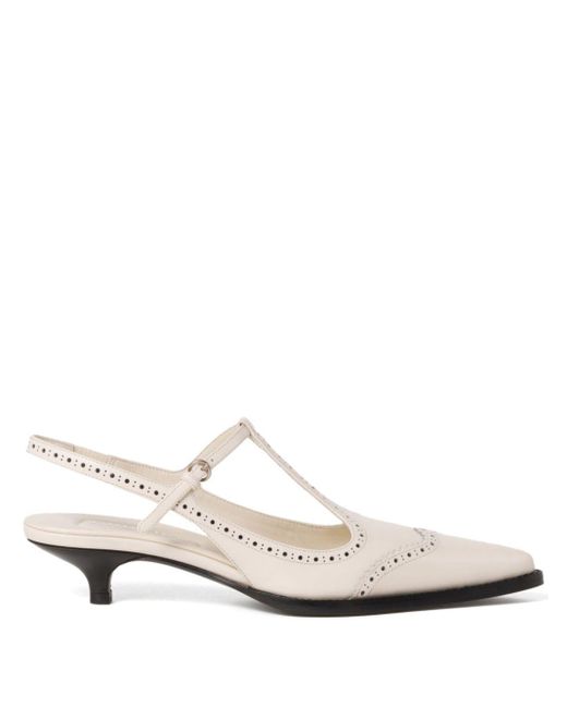 Miu Miu Brogue Slingback Pumps in White | Lyst Australia