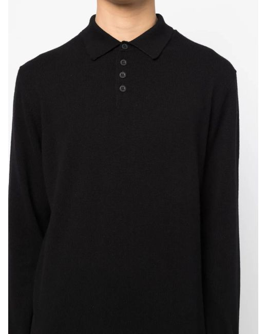 Giorgio Armani Black Polo-Collar Cashmere Jumper for men